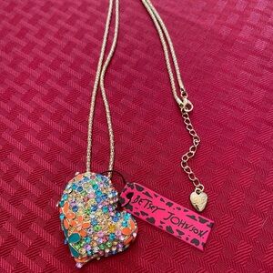 Colorful Heart Pendant Necklace with Gold Chain